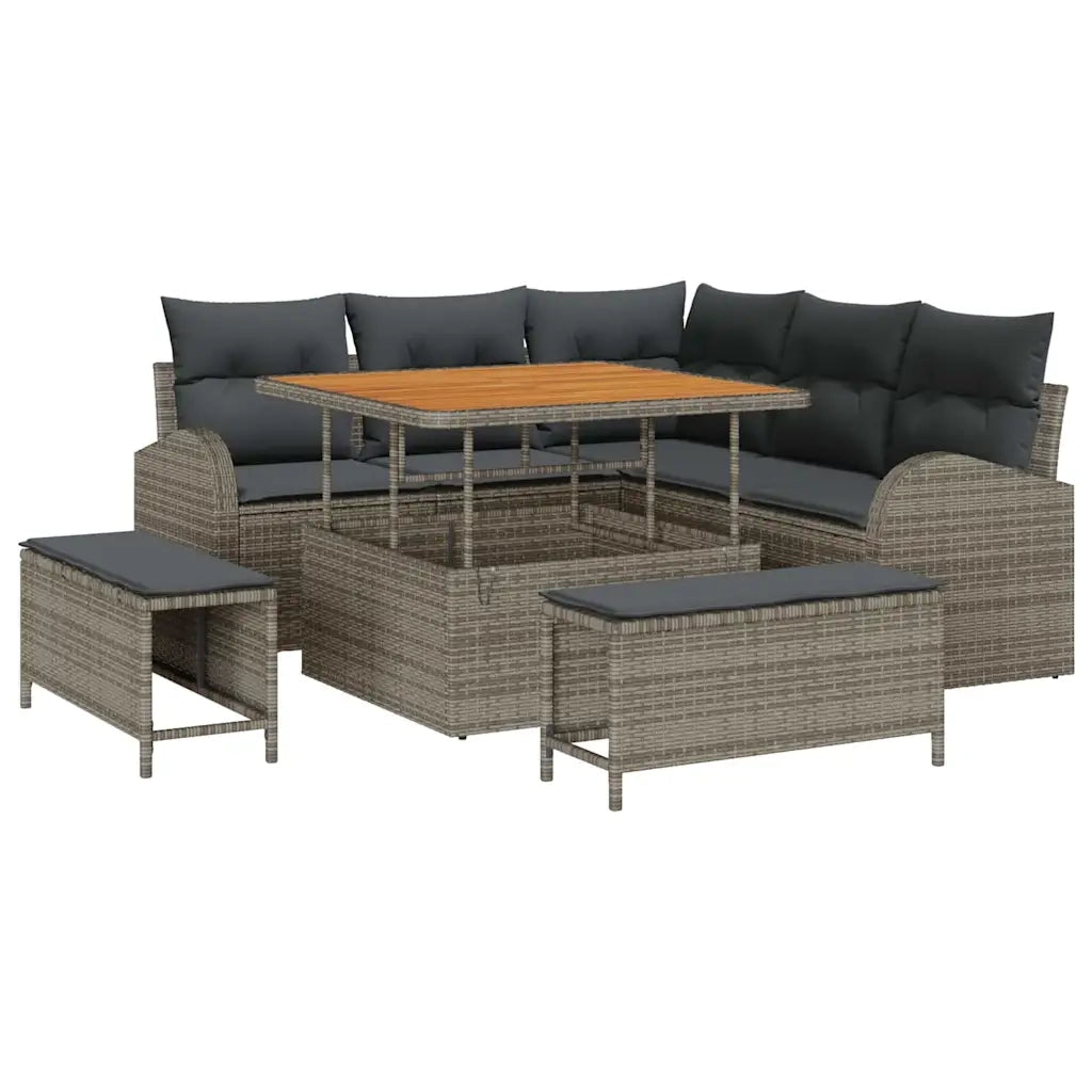 Set Divano da Giardino con cuscino 8 pcs Grigio 3364338