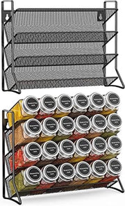 Kruidenrek in stile verticale, organizzatore per spezie, metallico, spazio per molti contenitori di spezie, organizzatore per spezie per la dispensa e il piano di lavoro, contenitori di spezie non inclusi