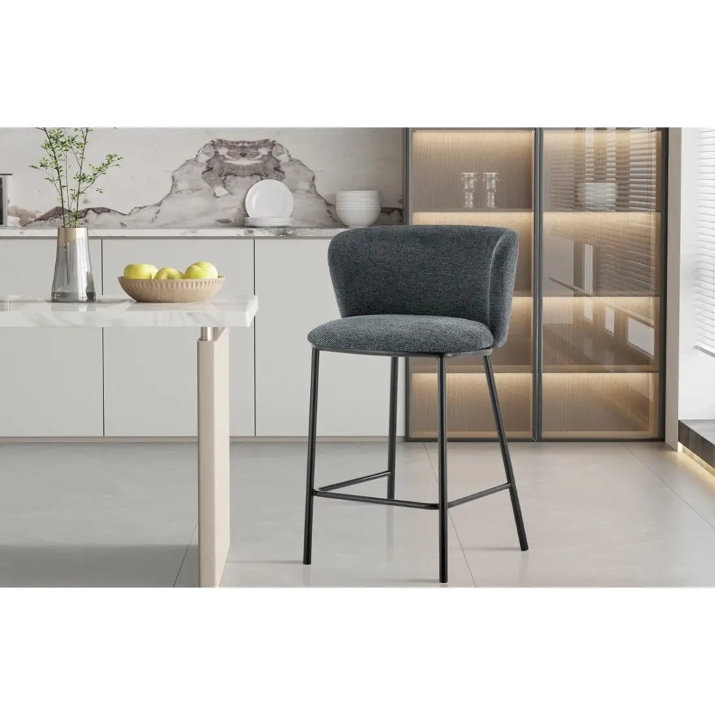 Sedia da banco ARTHUS – Tessuto grigio scuro – Design moderno H88,5 cm