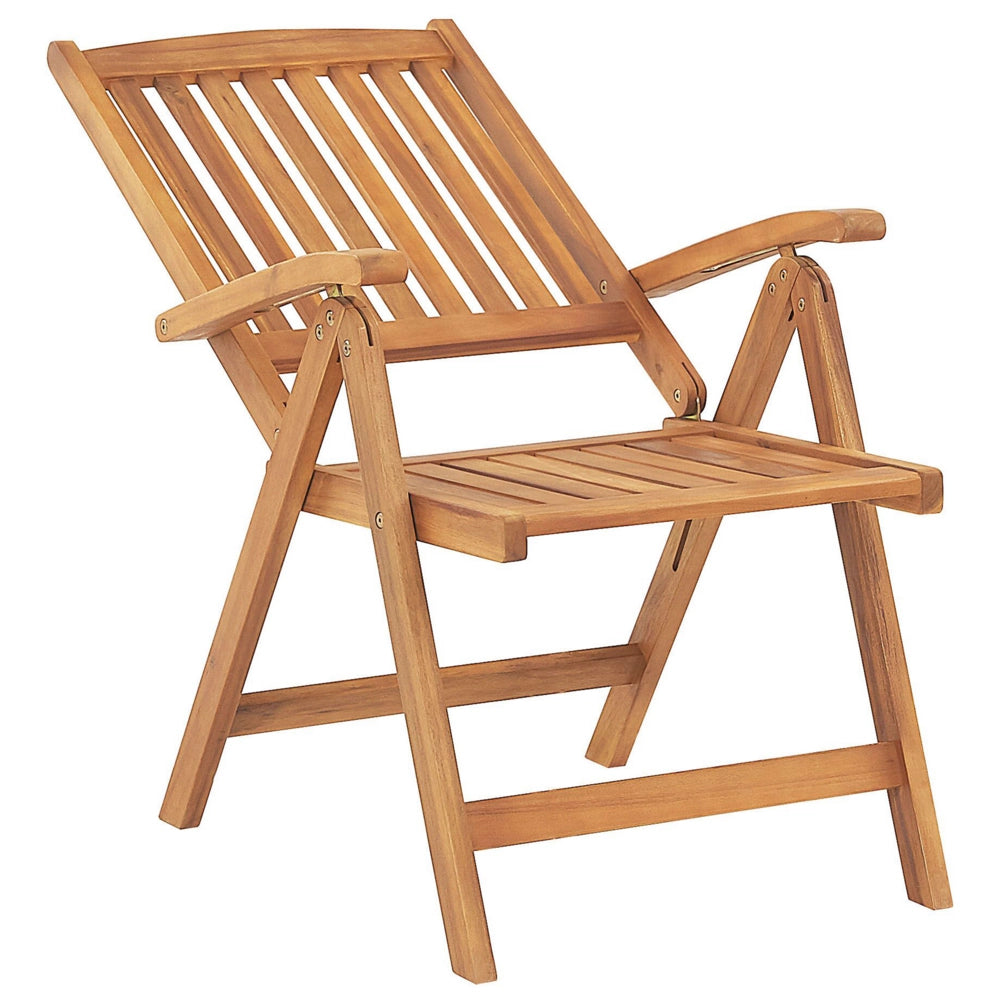 Set di 6 sedie da giardino in legno di acacia chiaro con cuscini rossi pieghevoli in stile rustico resistente ai raggi UV