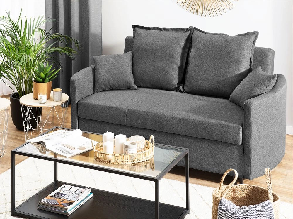 Divano letto a 2 posti grigio funzione letto braccioli profilati