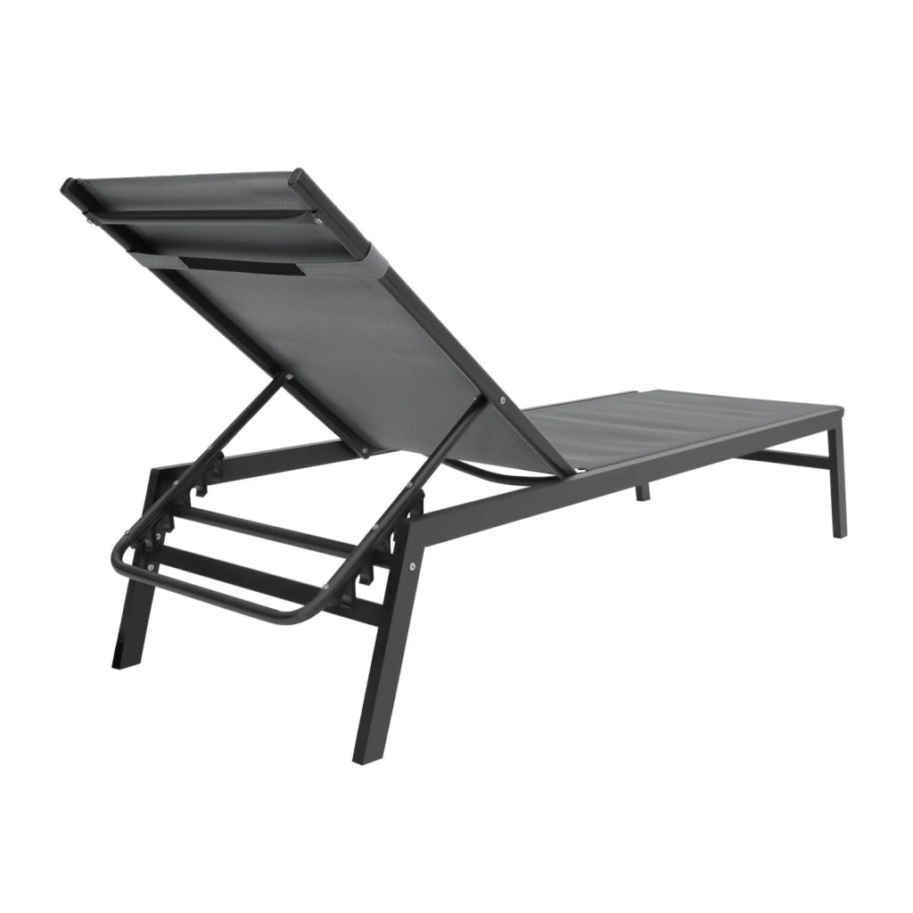 IDMarket - Set di 2 lettini da giardino reclinabili in alluminio SINTRA grigio antracite e nero