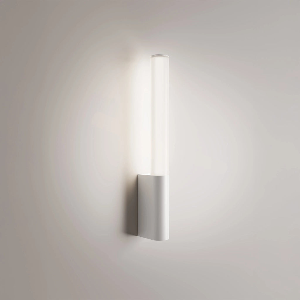 Sticks Lampada da parete LED a luce diffusa in alluminio bianco opaco, temperatura colore selezionabile 2200K-4000K, IP54, altezza 43 cm, 14W