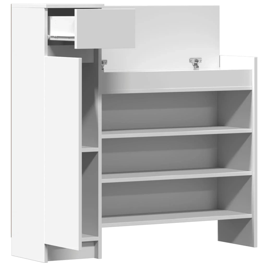 Scarpiera mobiletto portascarpe mobile per ingresso/corridoio/soggiorno 100,5 x 28 x 100 cm legno ingegnerizzato bianco 02_0021417