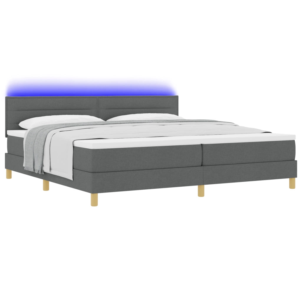 Letto Box Spring con Materasso & LED Grigio scuro 200x200 cm Tessuto