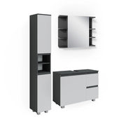 Vicco Set mobili bagno Antracite 3 parti, con armadio alto
