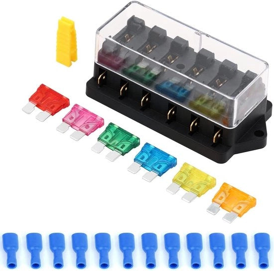 Blocco di interruttori 12V/24V 6 vie per auto con fusibili (3A/5A/10A/15A/20A/30A)