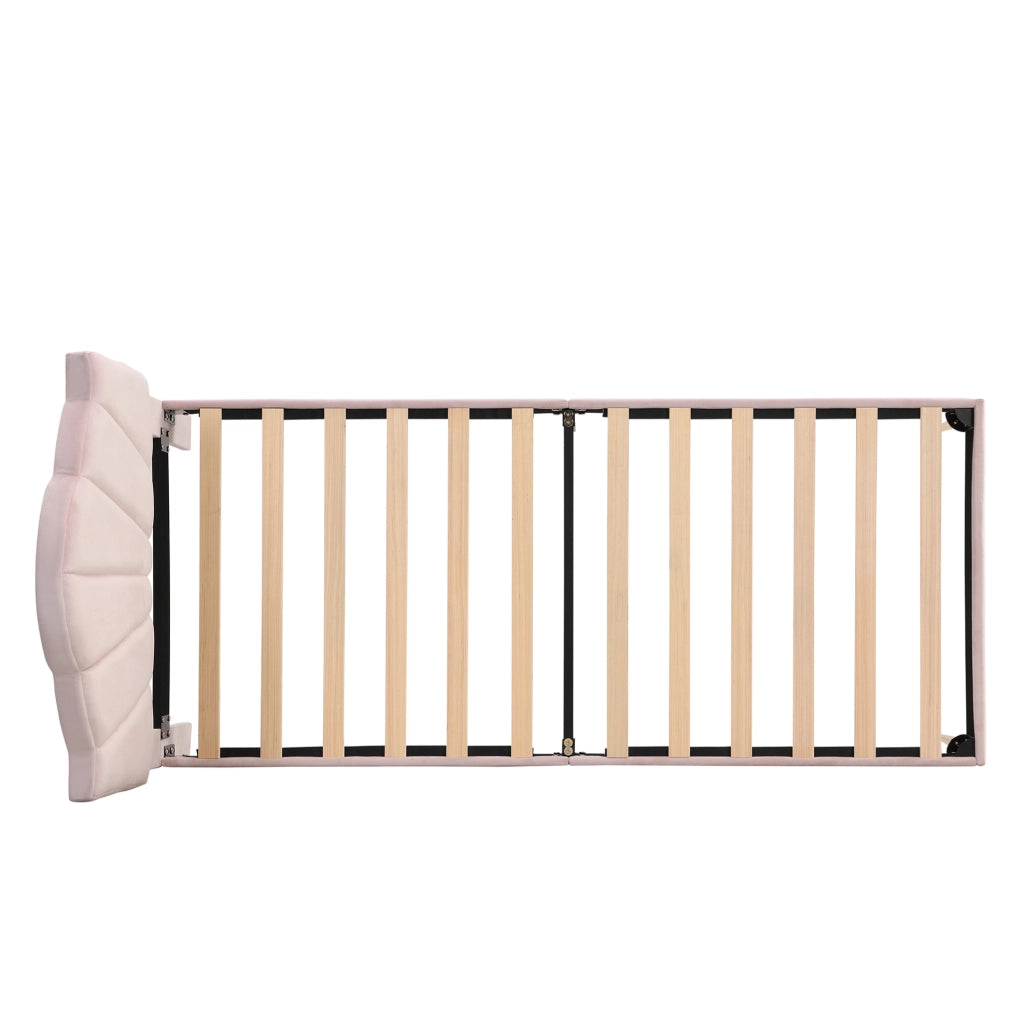 Letto imbottito in velluto rosa 90 x 200 cm con testiera regolabile