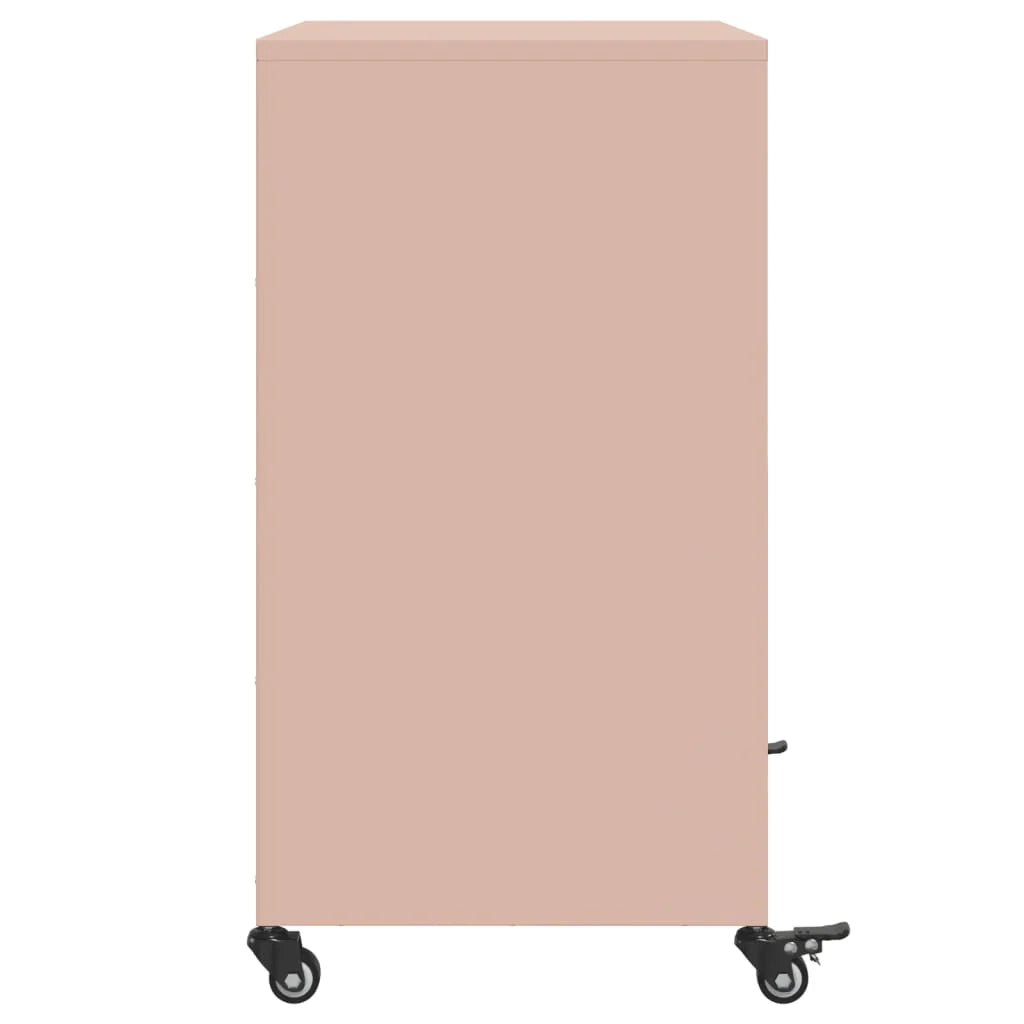Credenza cassettiera armadio mobile contenitore organizer per cucina soggiorno salotto 68,5 x 39 x 72 cm acciaio rosa 02_0036212