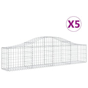 Cestini gabbioni recinzione a gabbia muro di contenimento ad arco 5 pezzi 200 x 30 x 40/60 cm ferro zincato argento 02_0040878
