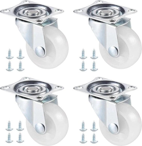 Set di 4 ruote di acciaio 15 pollici Heavy Duty - doppio cuscinetto - ruote di gomma per mobili - applicazioni industriali DIY