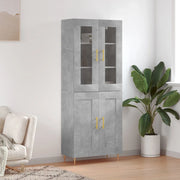 Credenza-Buffet-Armadio da cucina Grigio Cemento 69,5x34x180 cm in Legno Multistrato 369167