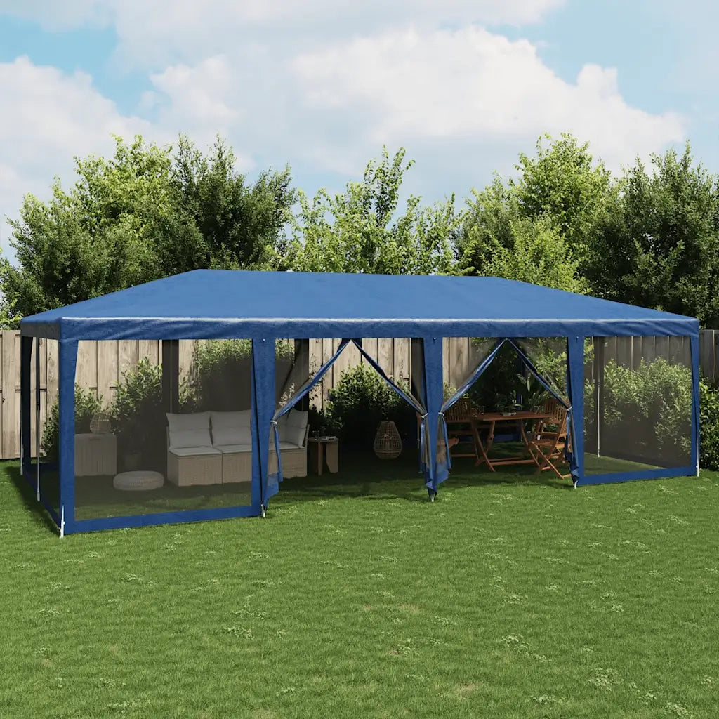 vidaXL Tenda per Feste con 12 Pareti Laterali in Rete Blu 8x4 m HDPE