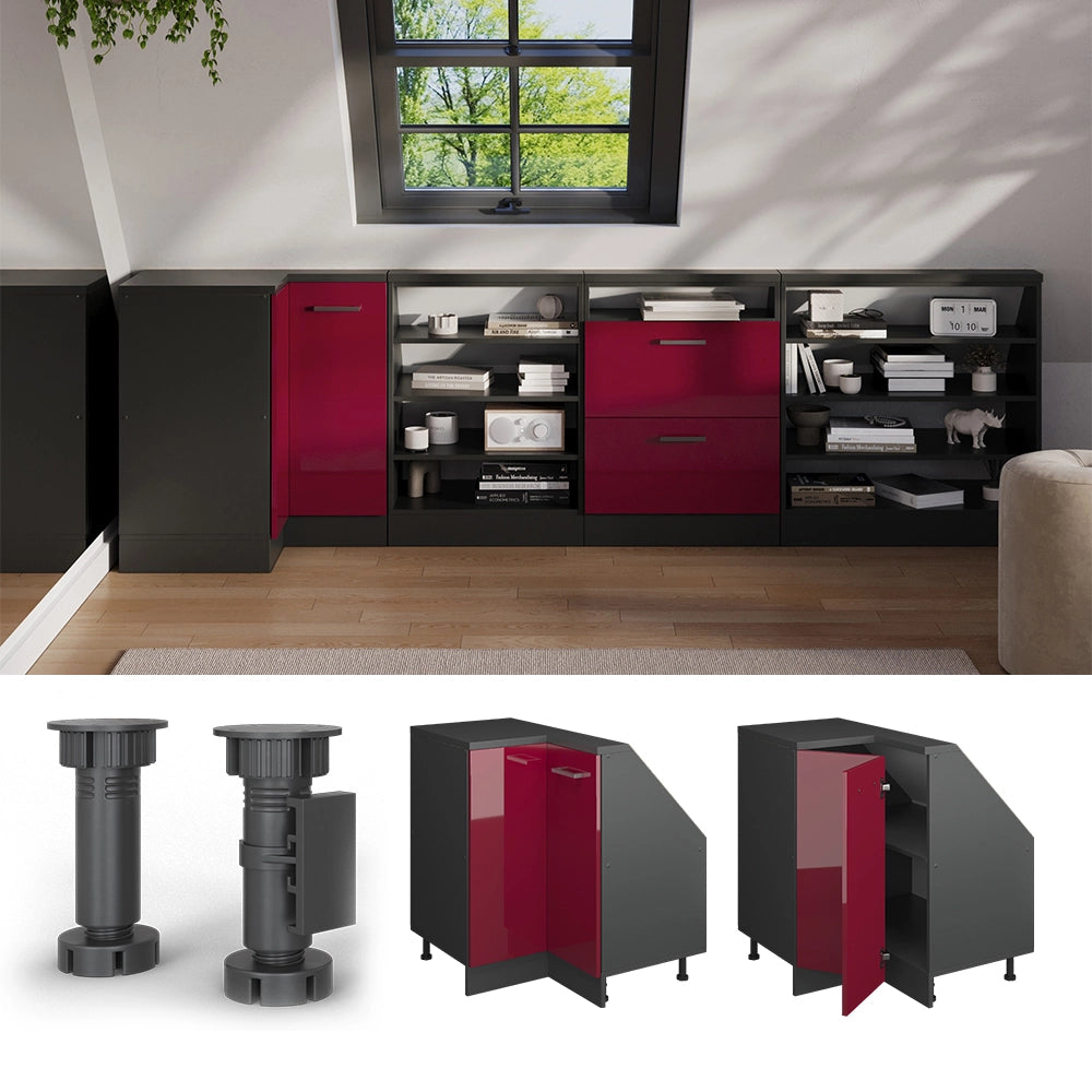 Mobile sottotetto Mobile angolare Rion Rosso lucido/Antracite 75.6 x 83.8 cm con 1 porta Vicco