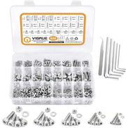 Set di viti interni in acciaio inossidabile 304 a 650 pezzi, M2-M6, a vite completa, viti cilindriche con dadi e anelli di chiusura in scatola di assortimento