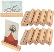 Kit di 10 supporti per cartelle in legno - supporti per cartelle, menu, cartelle da visita, per matrimoni, feste, ristoranti, ecc. (105×25×15mm)