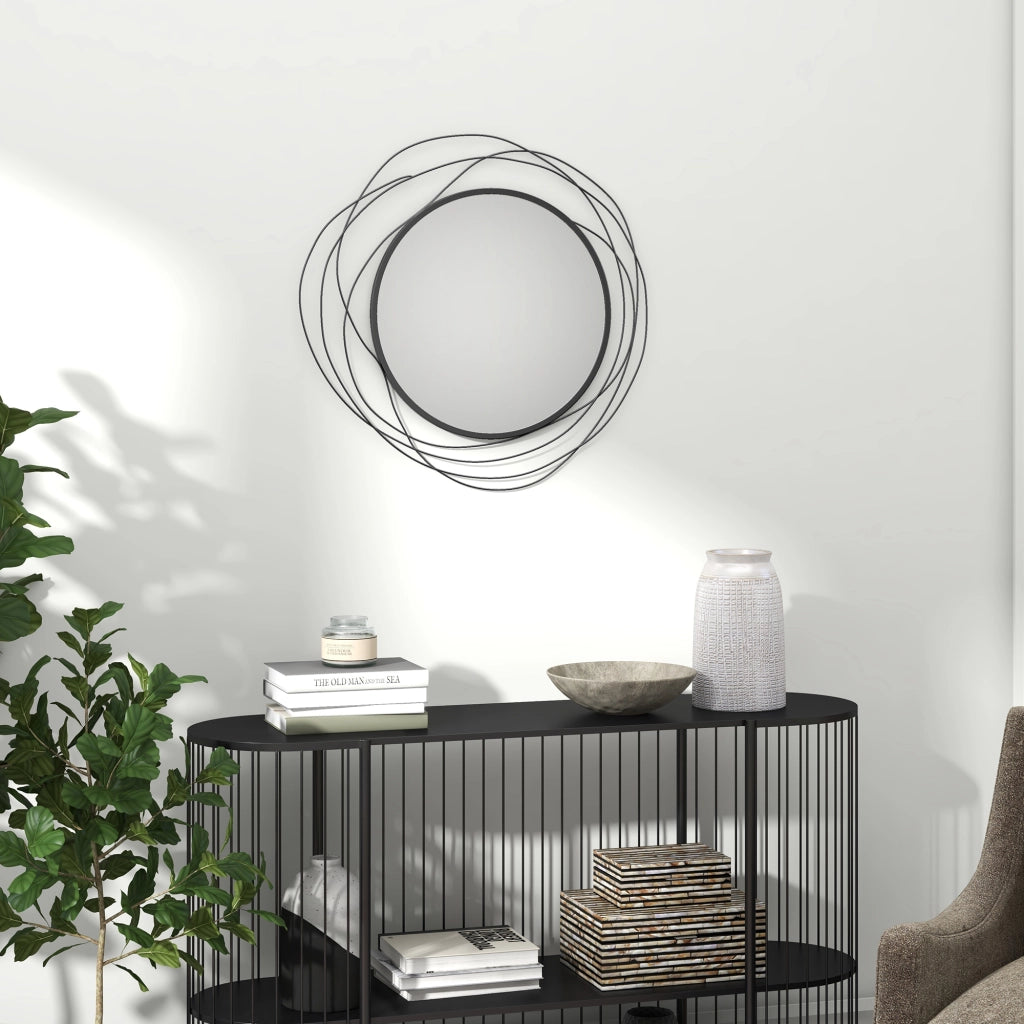 Specchio rotondo in metallo nero ¨C zephmum ¨C diametro 65 cm