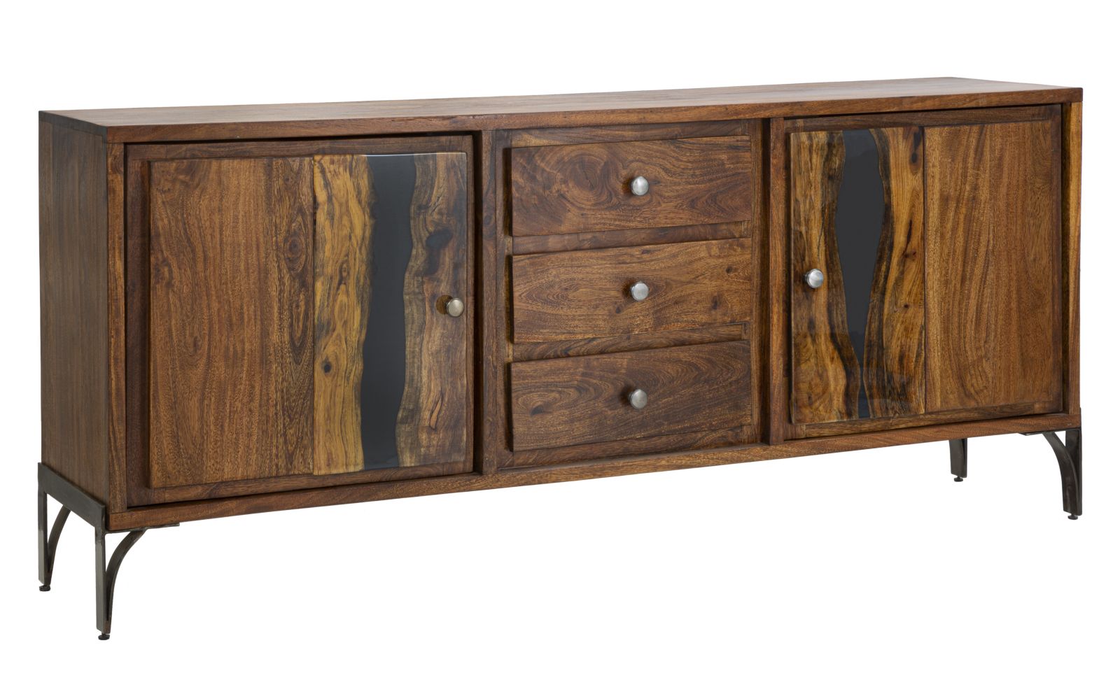 Mobile Mustang 175x40x75 cm in Legno di Acacia e in Ferro Marrone e Grigio