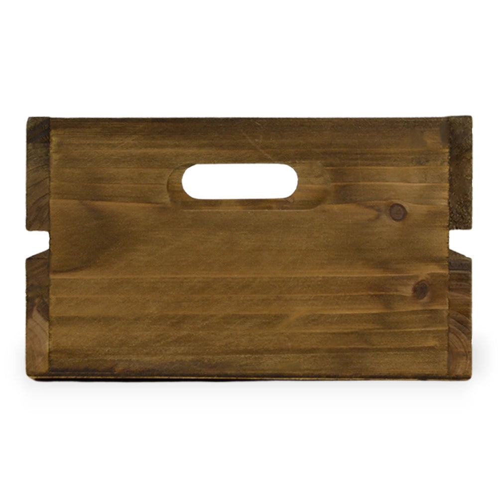 Cassettina Contenitore Portaoggetti in Legno Marrone con manici cm 40 x 28 x h15
