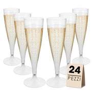 FLUTE SET 24 PZ IN PLASTICA TRASPARENTE IN CONFEZIONE DA 6 PEZZI L'UNA