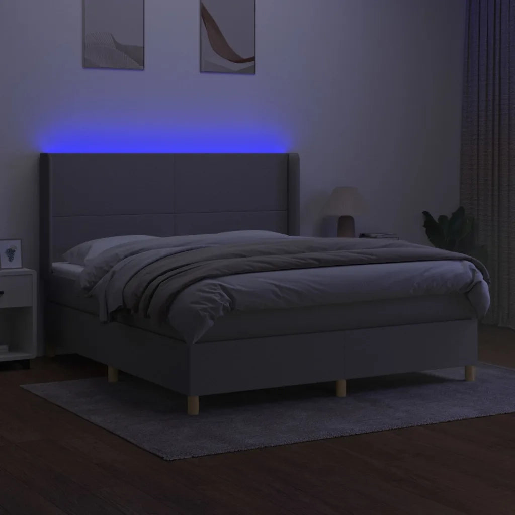 Letto a Molle Materasso e LED Grigio Chiaro 180x200 cm Tessuto cod mxl 62061