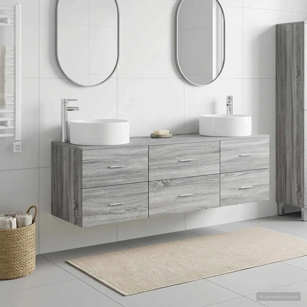 Set di mobili per il bagno 3 pz Sonoma grigio 3405944
