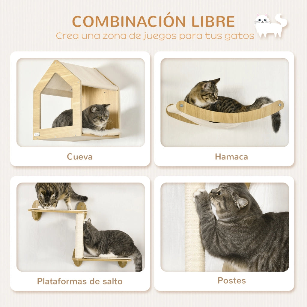 Letto per Gatti con Scaffale Amaca e Tiragraffi ¨C zephmum ¨C Roble
