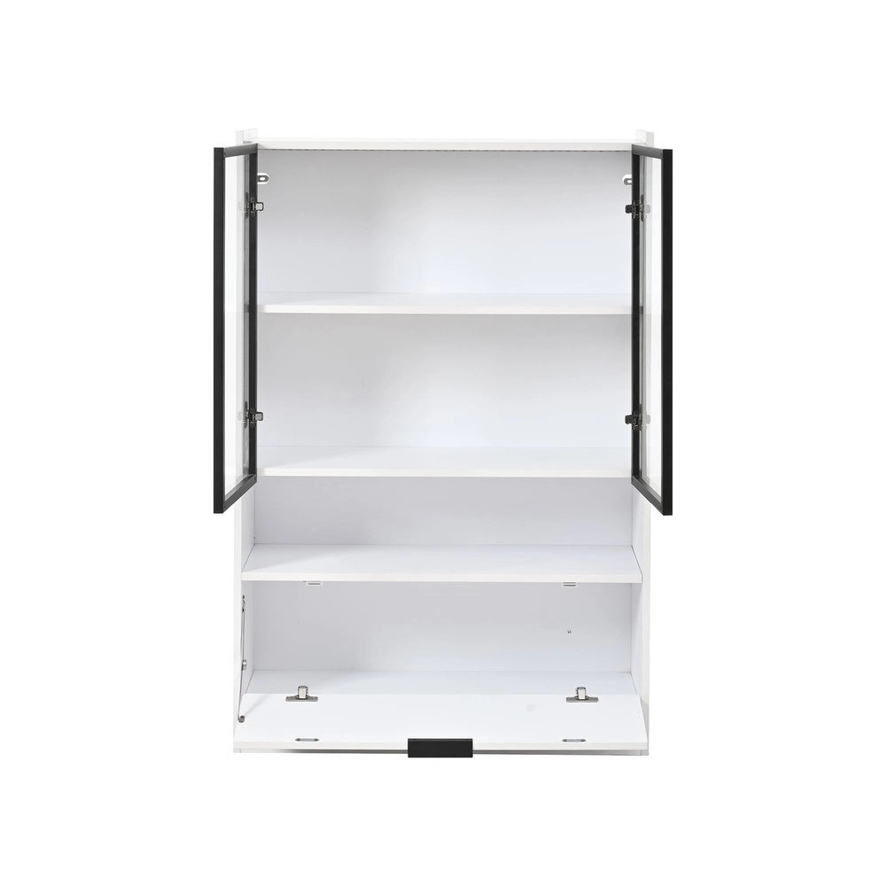 Vetrina LED con Ante in Vetro e Luce 16 Colori ¨C MINIMAL ¨C Bianco, Legno, 120cm