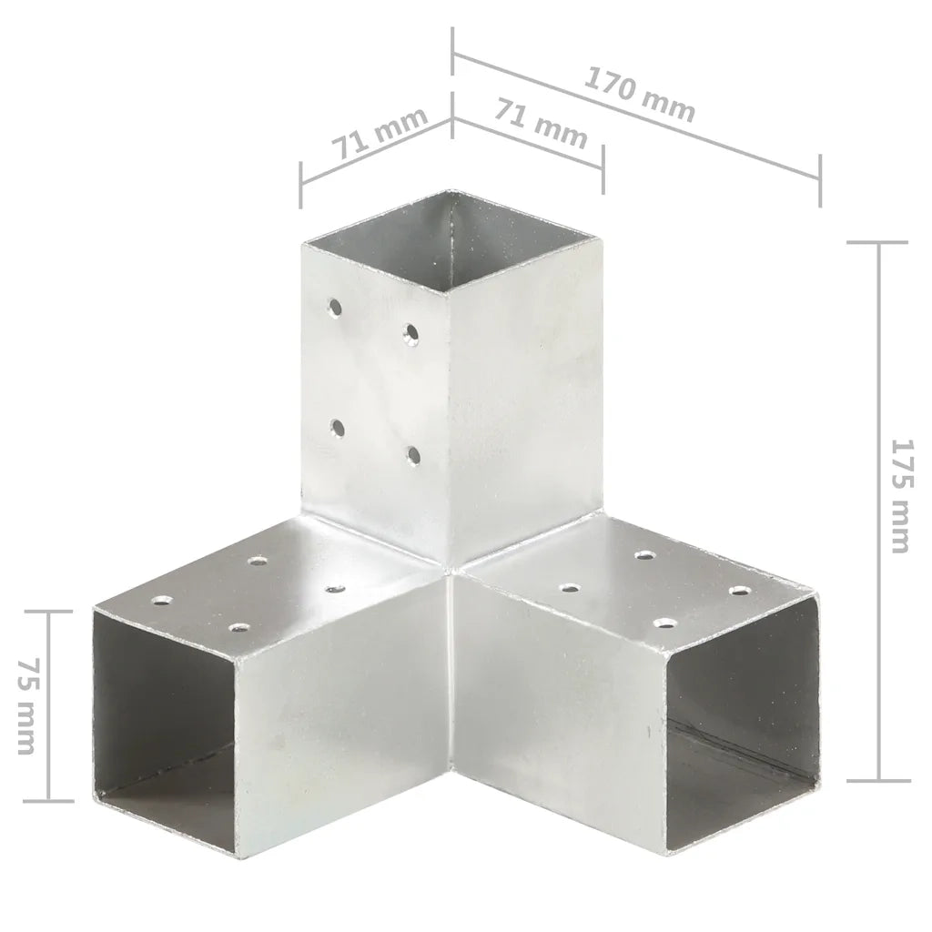 Connettori per Pali a Forma di Y 4 pz Metallo Zincato 71x71 mm cod mxl 57796