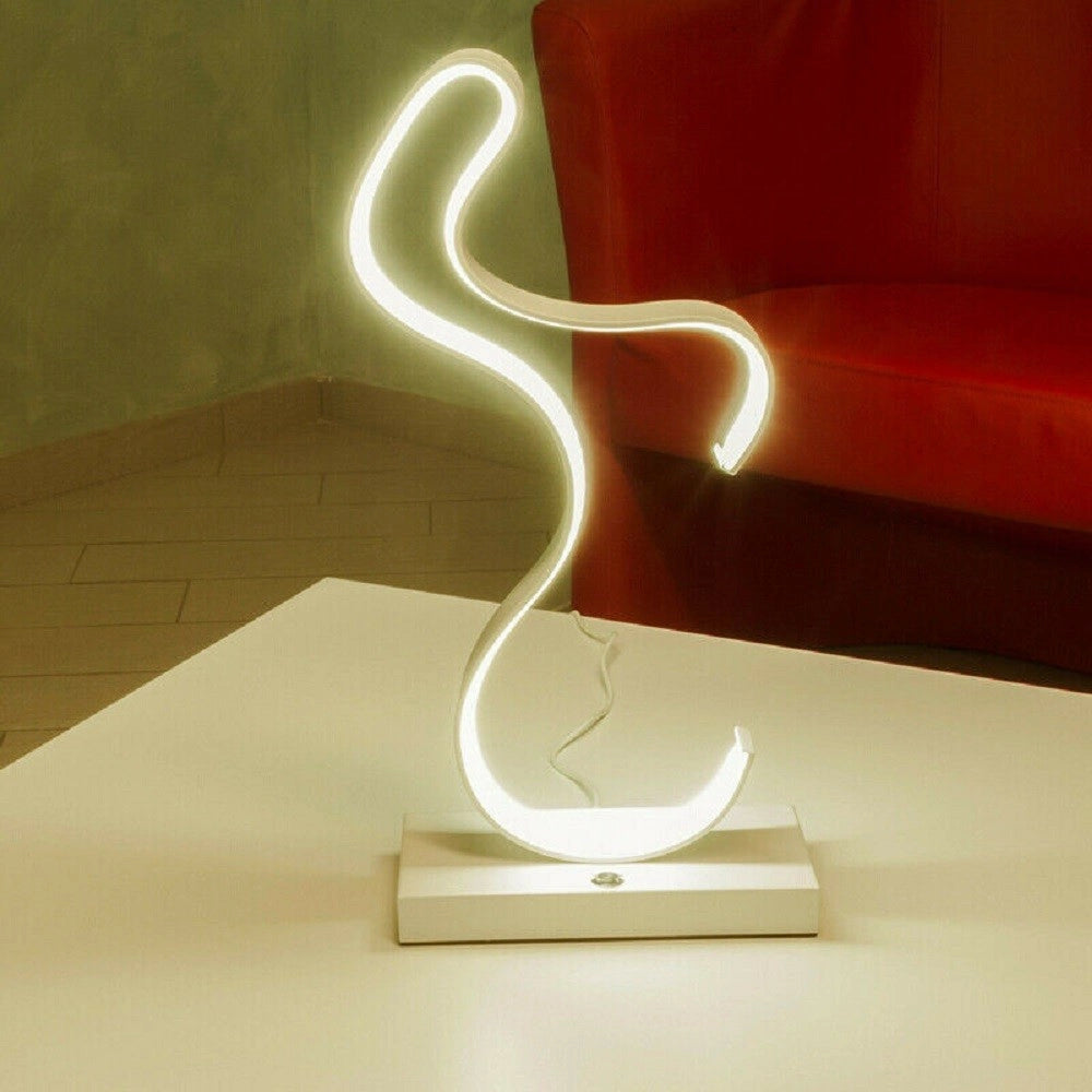 Trade Shop - Lampada Da Comodino Curva Lume 12w Lumino Moderno Luce Fredda Calda Naturale D03 -