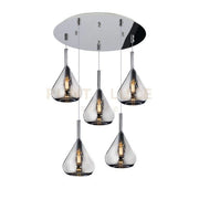 SOSPENSIONE CROMO 5 LUCI TONDA VETRI FUME 1177CR-S5 T-FU
