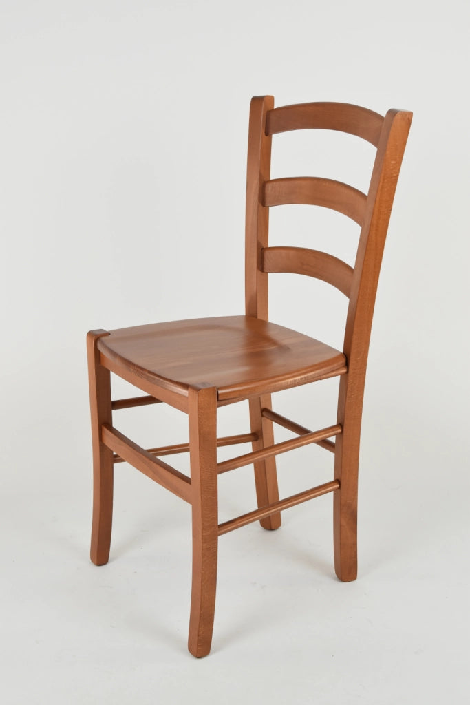 Set 4 Sedie Venice Tommychairs, robusta struttura in legno di faggio verniciata in ciliegio e seduta in legno