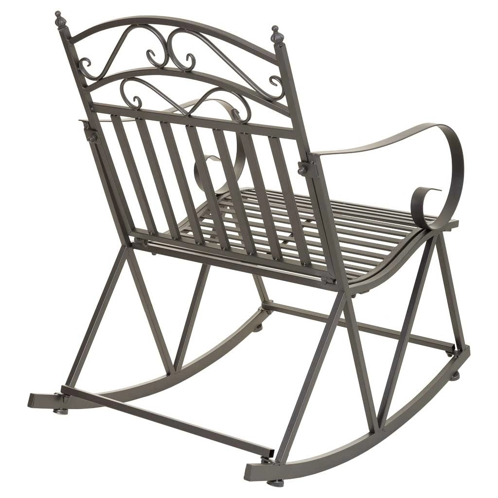 Sedia a dondolo in ferro battuto grigio 55x45x91h cm