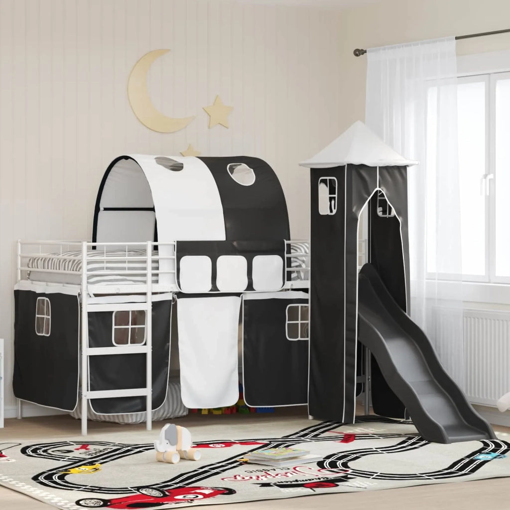 Struttura del letto loft per bambini Bianco e Nero 100 x 200 cm