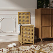 Mobile Portabiancheria Jystiand in Bambù con Coperchio Ribaltabile 62x45x45 cm 79 L [en.casa]