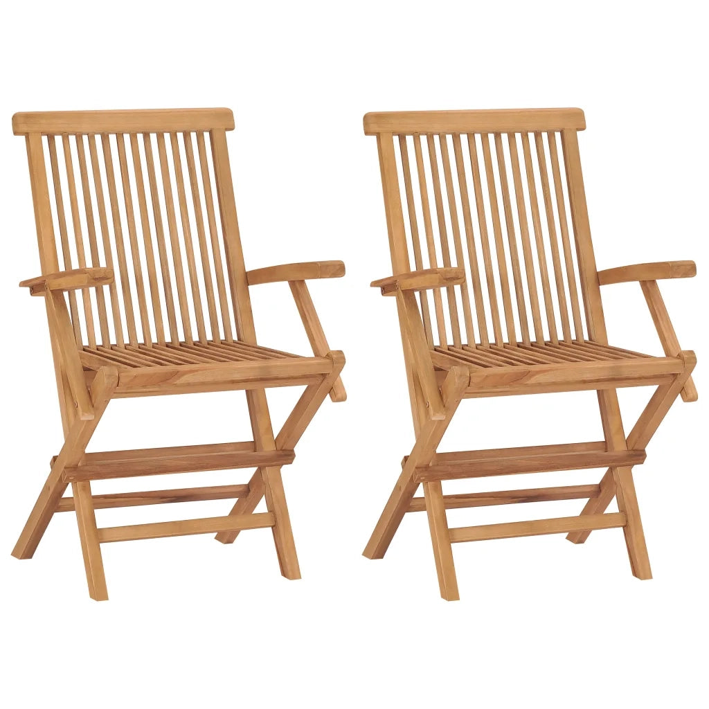 Sedie da Giardino 2 pz | Sedie da Esterno con Cuscini Tortora Legno Massello Teak