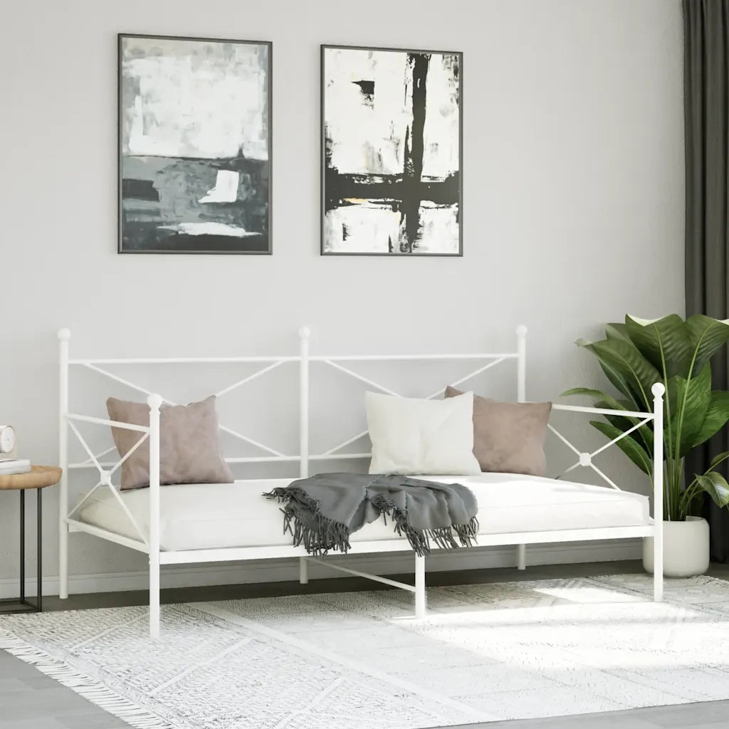Dormeuse senza Materasso-Divano Letto-Struttura Letto Bianco 107x203 cm in Acciaio