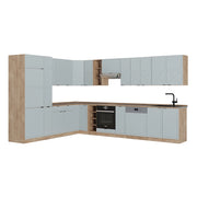 Cucina angolare completa Fame-Line Blu-grigio chiaro/Rovere dorato 347 x 60 cm, PL Rovere Vicco