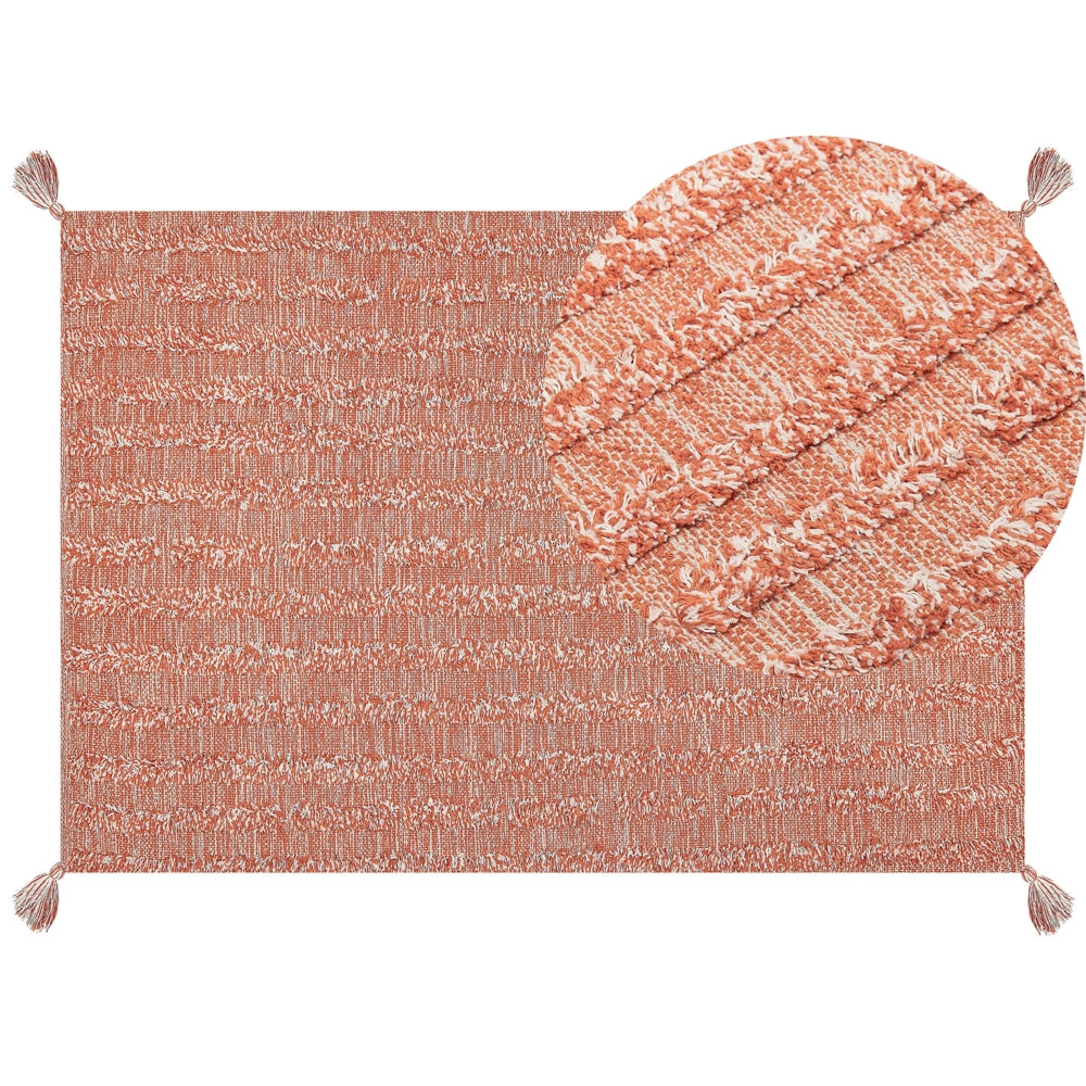 Tappeto in cotone con motivo semplice arancione 160 x 230 cm camera da letto soggiorno