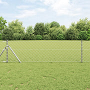 Recinzione a Maglie Circolari con 7 Pali 0.8x10 m Acciaio Galvanizzato