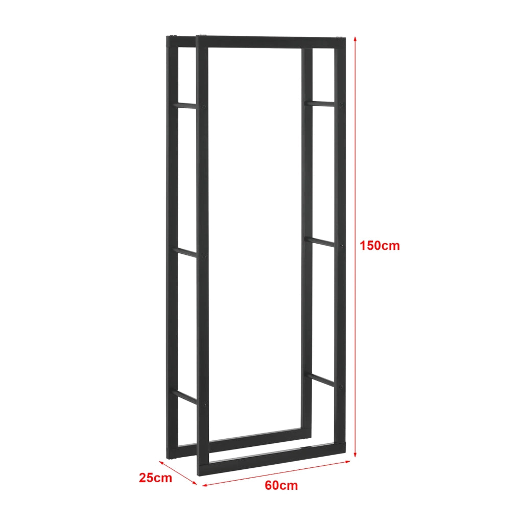 Portalegna per uso interno/esterno portalegna di design supporto per legna da ardere acciaio 60 x 25 x 150 cm nero 03_0006301