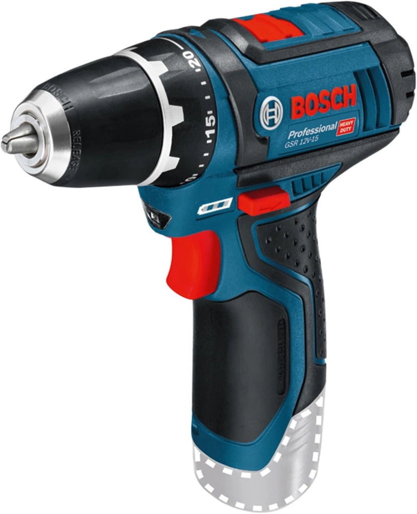 Bosch Professional GSR 12V-15 Trapano avvitatore a batteria 10.8 V (1 x 2Ah, 1 x 4Ah) + accessori