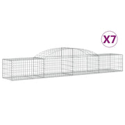 Cestini gabbioni recinzione a gabbia muro di contenimento ad arco 7 pezzi 300 x 50 x 40/60 cm ferro zincato argento 02_0041114