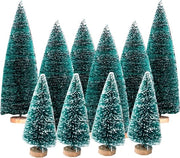 Set di 10 Mini Alberi di Natale in Kunststoffo per Decorazione di Tavolo - Alberi di Natale in Kunststoffo con Base in Legno in 10/15/20 cm per Decorazioni di Natale e Decorazioni DIY