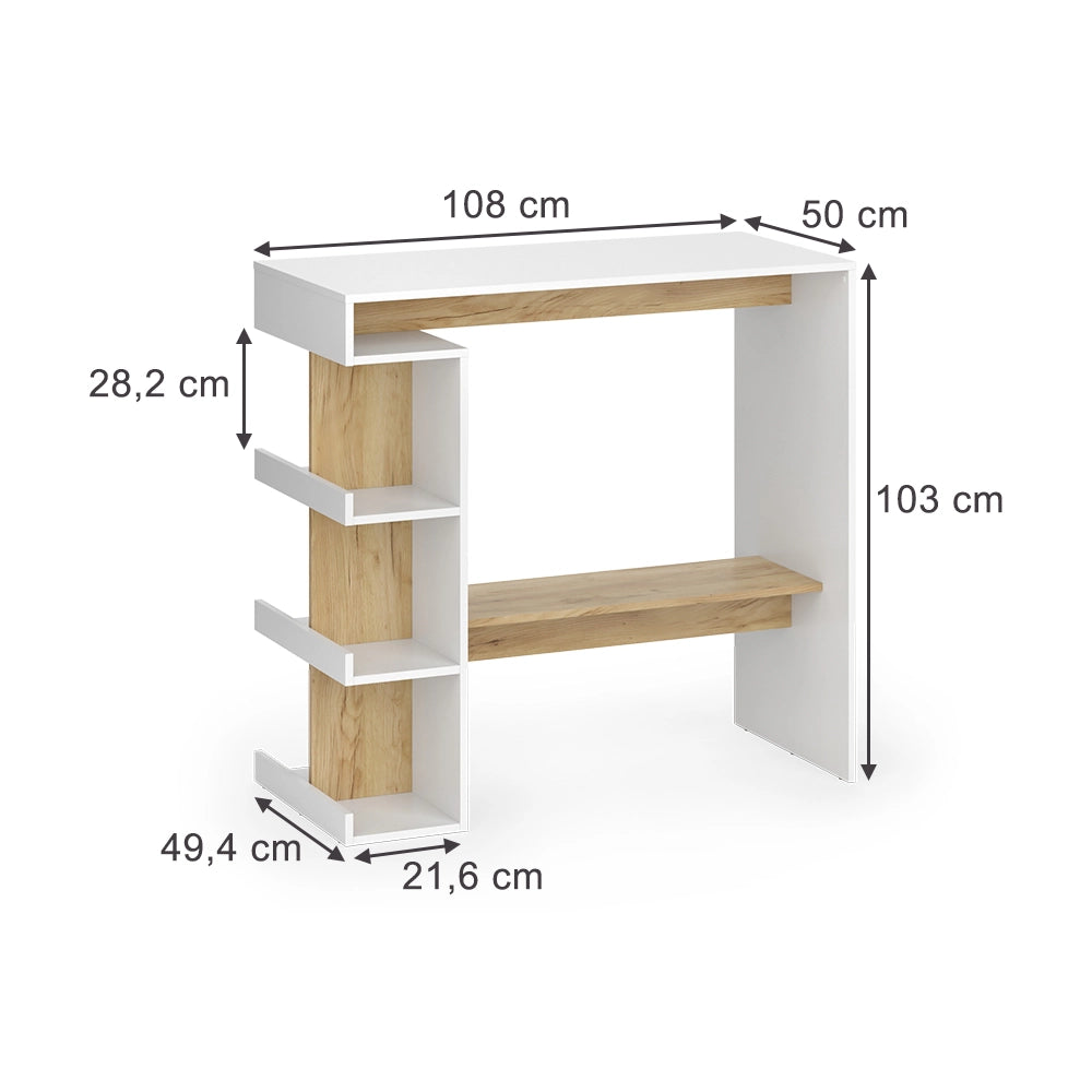 Vicco tavolo bar alto Rovere bianco/dorato 108 x 50 cm