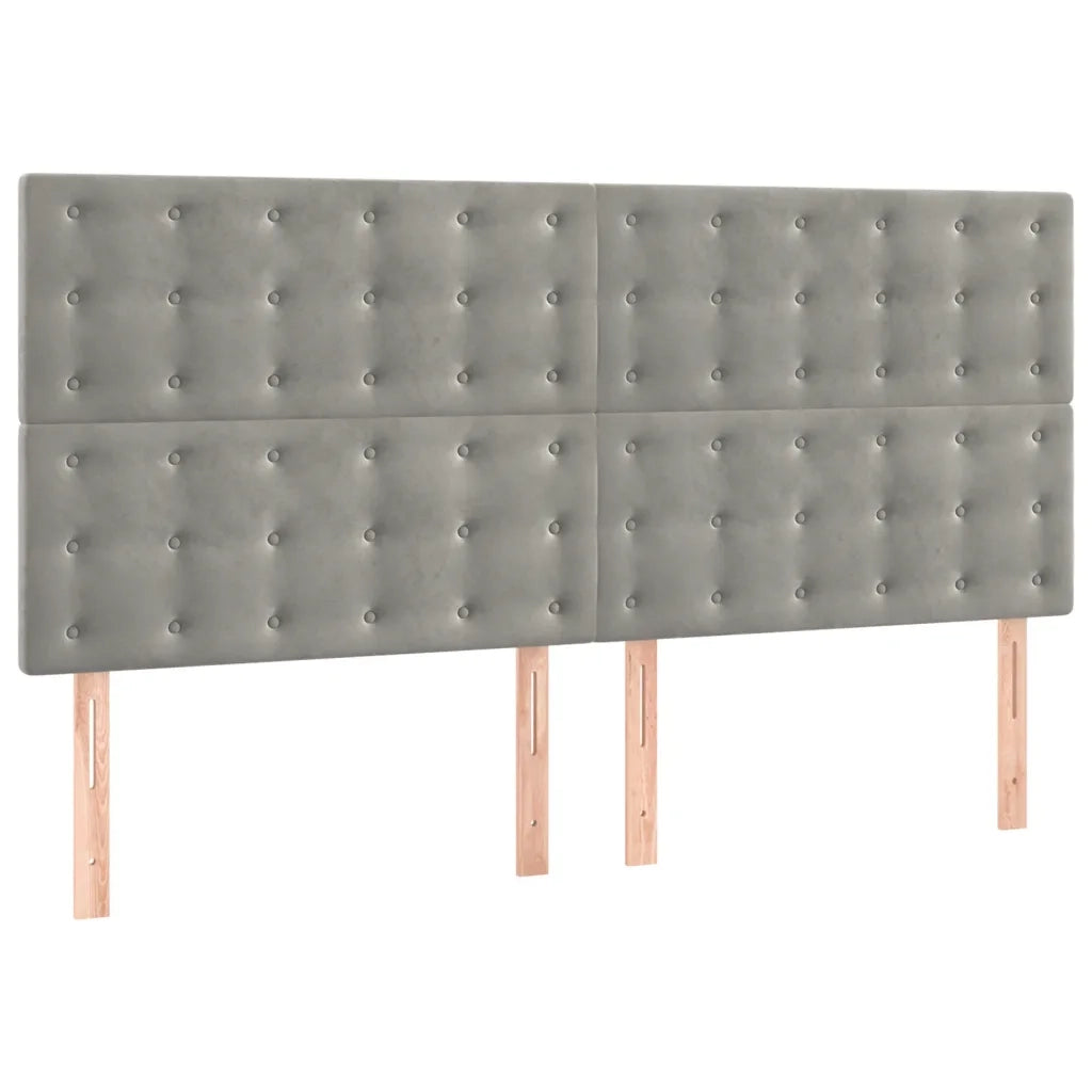 Giroletto a Molle con Materasso Grigio Chiaro 180x200cm Velluto