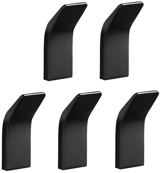 Set di 5 Maniglie per Asciugamani senza Fori - Maniglia per Bagno, Cucina, Ufficio - Nero