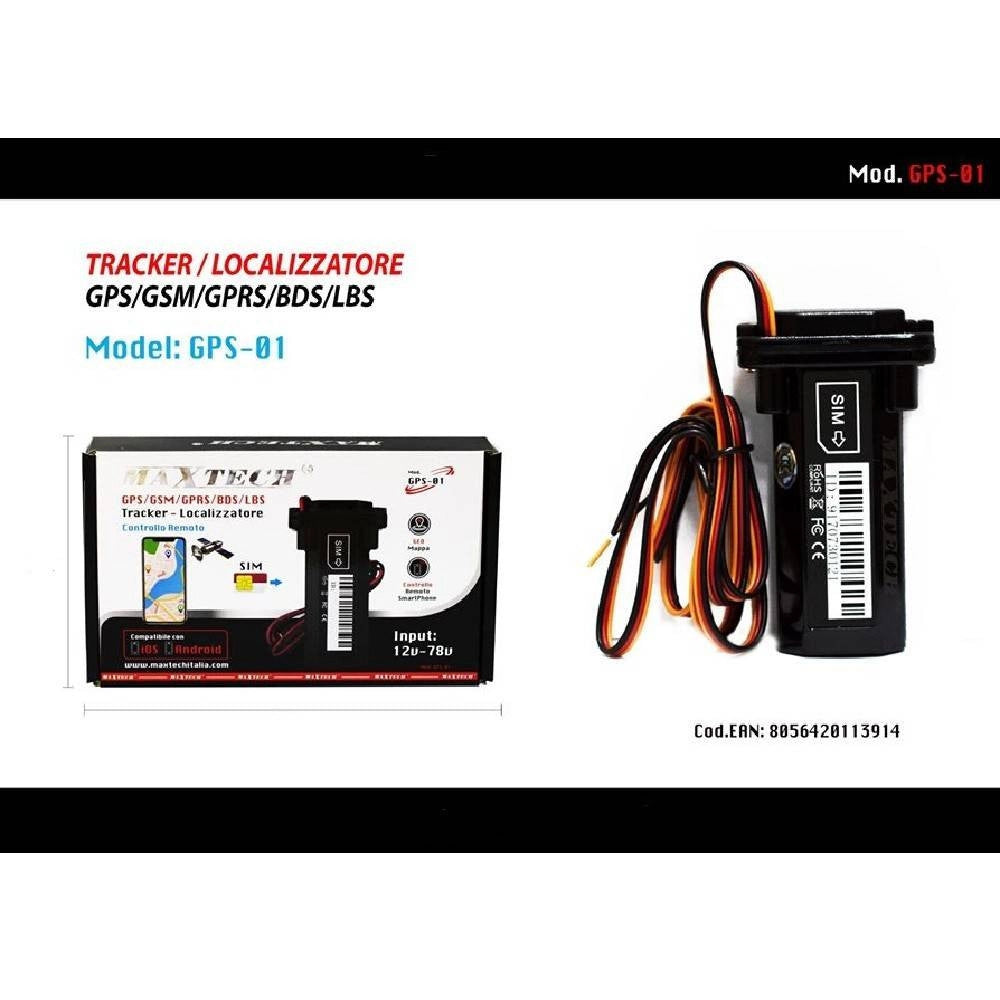 Trade Shop - Localizzatore Satellitare Gps Auto Moto Sim Card Controllo Remoto Gps-01 Maxtech -