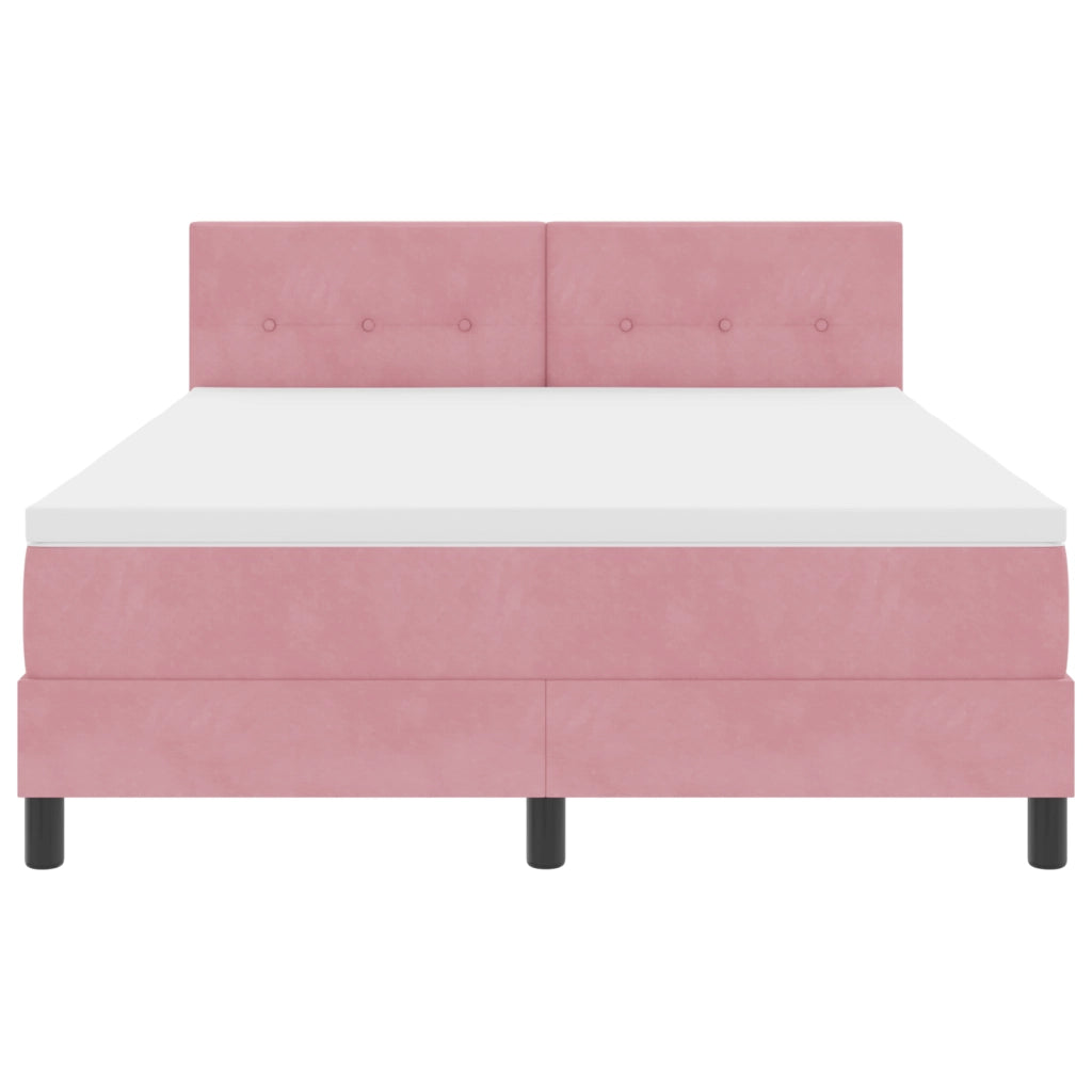 Letto a molle rosa con materasso 140x190 cm in velluto