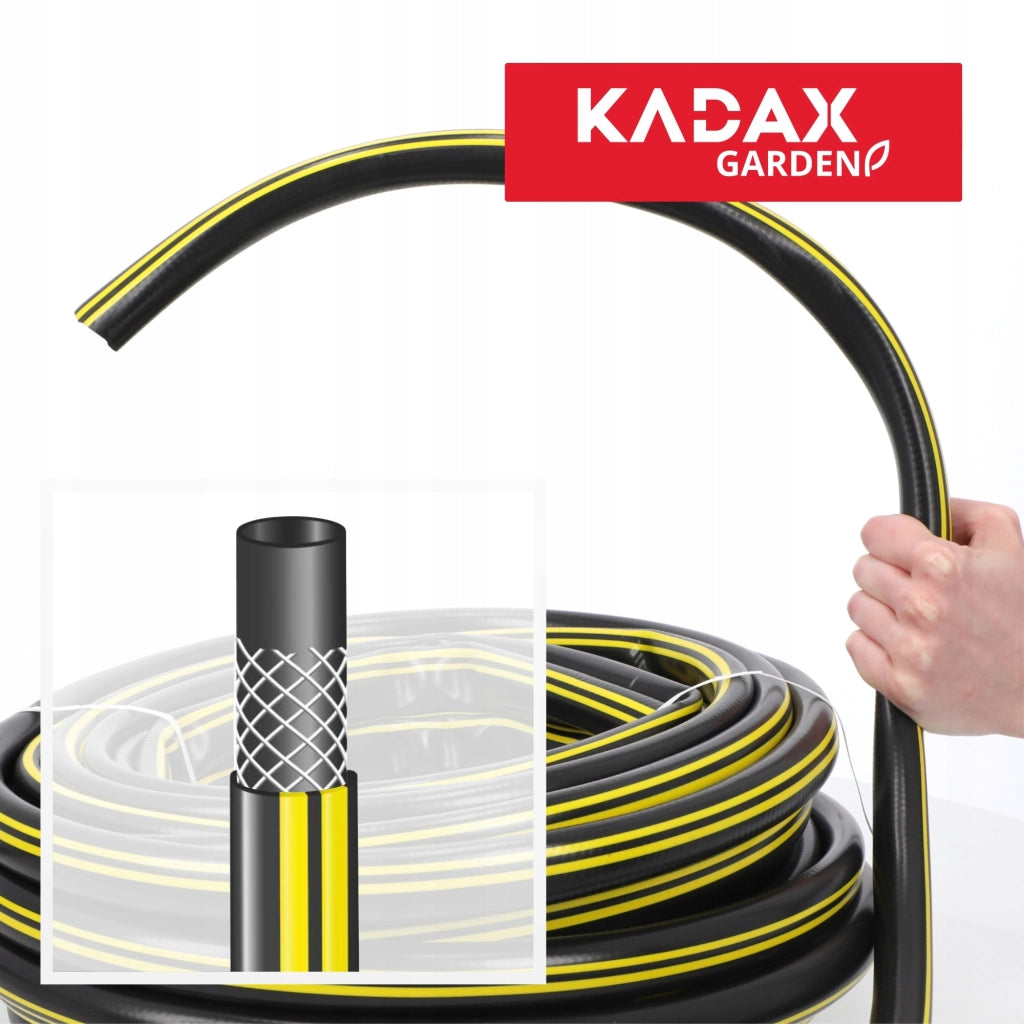 Tubo da giardino KADAX da 20 m, diametro 3/4 di pollice, per acqua, 3 strati di gomma resistente, PVC flessibile